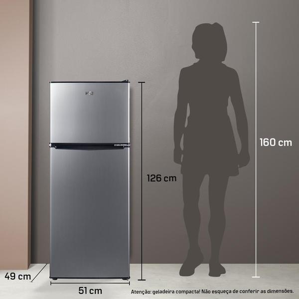 Imagem de Geladeira Refrigerador Compacto HQ Defrost 140 Litros Preto/Inox HQ-140RDF