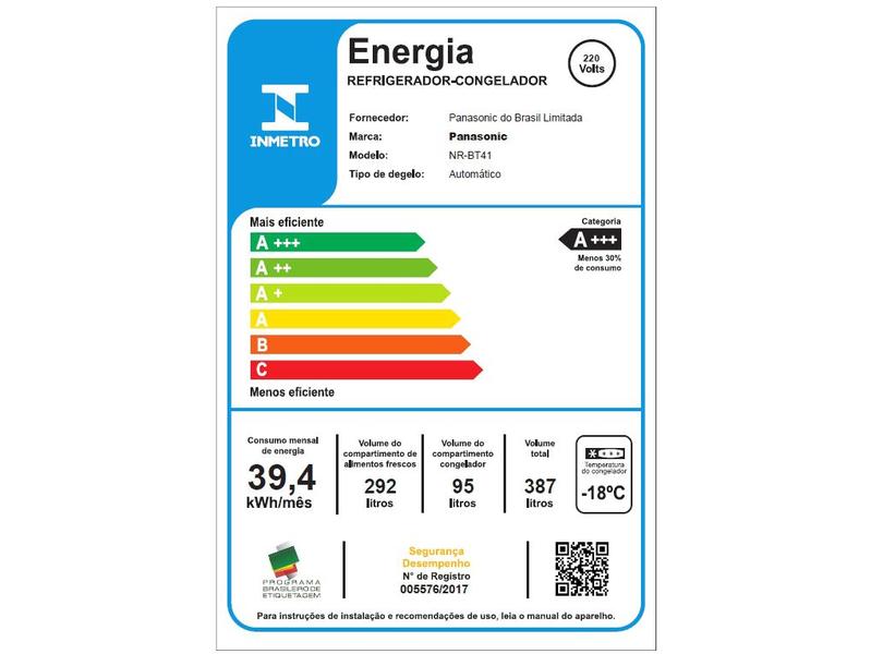 Imagem de Geladeira/Refrigerador Panasonic Frost Free Duplex 387L Top Freezer BT41X