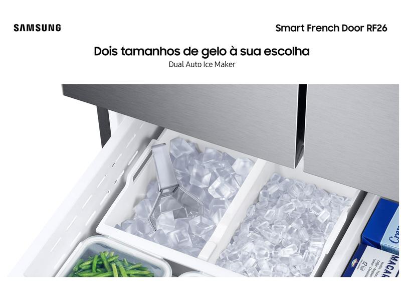 Imagem de Geladeira/Refrigerador Samsung Smart Frost Free French Door Prata 467L com Dispenser de Água e Gelo RF26CG740