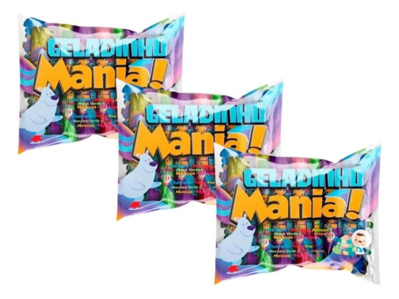 Geladinho Mania Din Din Sacolé Pacote C/ 40u - 3 Pacotes - BUSCHLE Imagem de Geladinho Mania Din Din Sacolé Pacote C/ 40u - 3 Pacotes