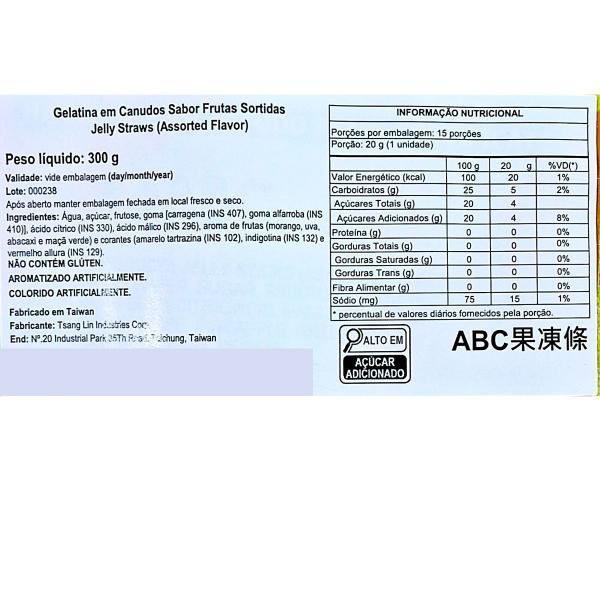 Gelatina de Frutas Sortidas em Canudos Jelly Straws 300g - ABC Imagem de Gelatina de Frutas Sortidas em Canudos Jelly Straws 300g