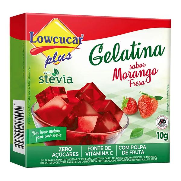 Imagem de Gelatina em Pó Sabor Morango Lowçucar 10g