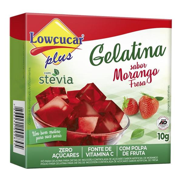 Imagem de Gelatina Lowçucar Plus com Stevia Sabor Morango 10g