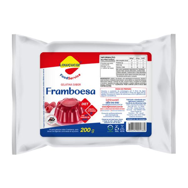 Gelatina Lowçucar Sabor Framboesa Refil 200G - Lowcuçar Food Service Imagem de Gelatina Lowçucar Sabor Framboesa Refil 200G