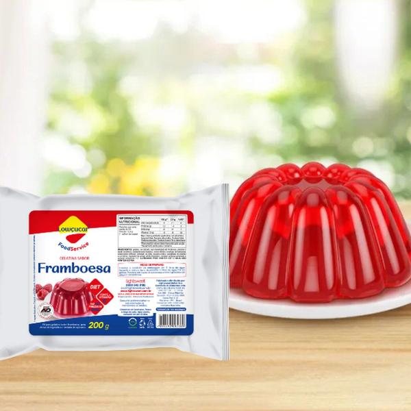 Gelatina Lowçucar Sabor Framboesa Refil 200G - Lowcuçar Food Service Imagem de Gelatina Lowçucar Sabor Framboesa Refil 200G