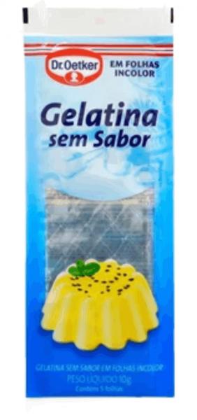Gelatina sem sabor em folha 10g - dr.oetker - DR OETKER Imagem de Gelatina sem sabor em folha 10g - dr.oetker