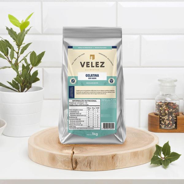 Gelatina Velez Sem Sabor 1 Kg Imagem de Gelatina Velez Sem Sabor 1 Kg