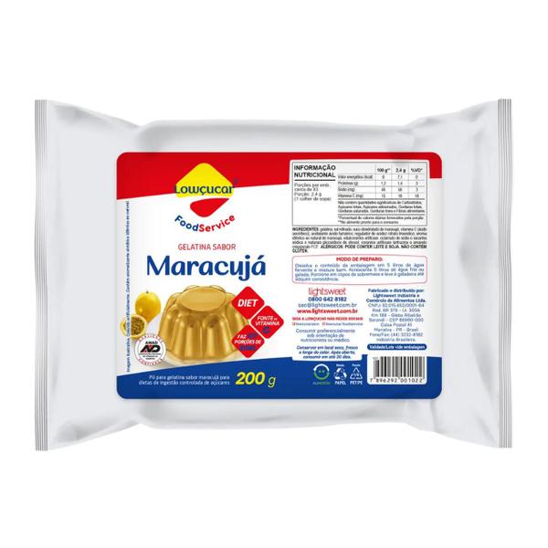 Gelatina Zero Açúcar Lowçucar 200g Food Service Maracujá Imagem de Gelatina Zero Açúcar Lowçucar 200g Food Service Maracujá