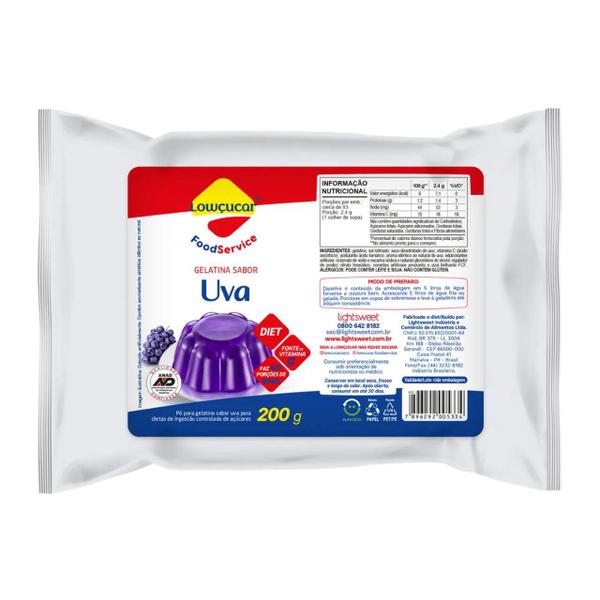 Gelatina Zero Açúcar Uva 200g Lowçucar Food Service Imagem de Gelatina Zero Açúcar Uva 200g Lowçucar Food Service