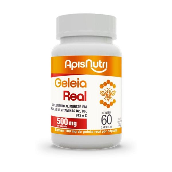 Geleia Real 500mg 60 Cápsulas Apisnutri - 60 capsulas Imagem de Geleia Real 500mg 60 Cápsulas Apisnutri