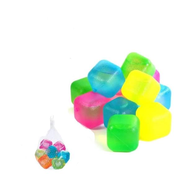 Imagem de Gelo Artificial Cubos 8 Unidades Reutilizavel Coloridos  Fenima 