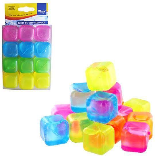 Gelo Ecológico Kit 12 Cubos Artificial Colorido Reutilizável - Wincy Imagem de Gelo Ecológico Kit 12 Cubos Artificial Colorido Reutilizável
