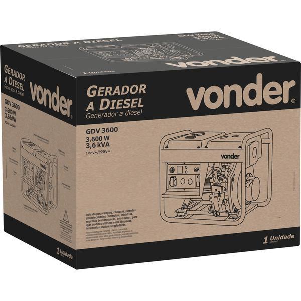 Imagem de Gerador à diesel 7hp 127/220V 4 tempos manual gdv3600 Vonder