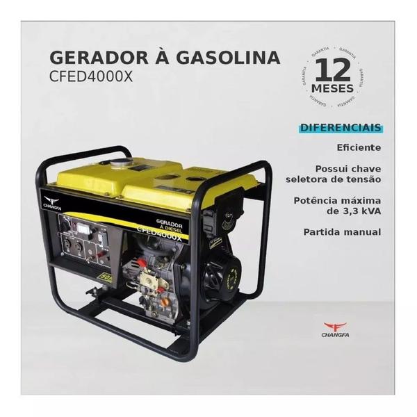 Imagem de Gerador diesel partida manual 3,3kw  4t cfed4000x zs power