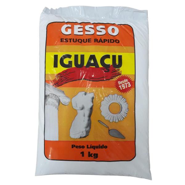 Imagem de Gesso Estuque Kit 10 Sacos Rapído Em Pó Saco 1 Kg Branco