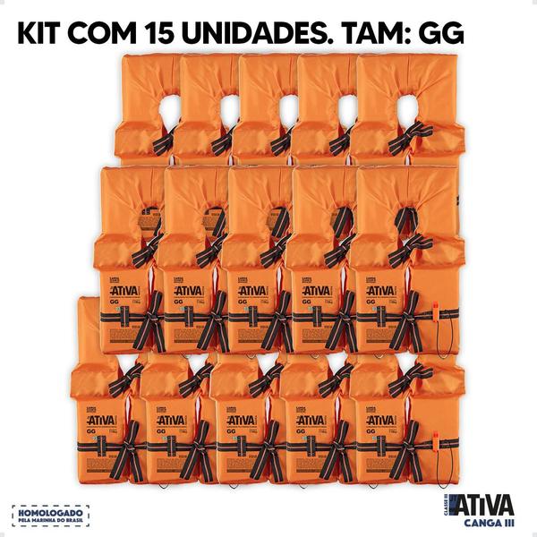 GGIII Colete Salva Vidas Ativa 3 Canga Homologado Tam GG Kit C/15 Imagem de GGIII Colete Salva Vidas Ativa 3 Canga Homologado Tam GG Kit C/15