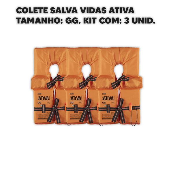 GGIII Colete Salva Vidas Ativa 3 Canga Homologado Tam GG Kit C/3 Imagem de GGIII Colete Salva Vidas Ativa 3 Canga Homologado Tam GG Kit C/3