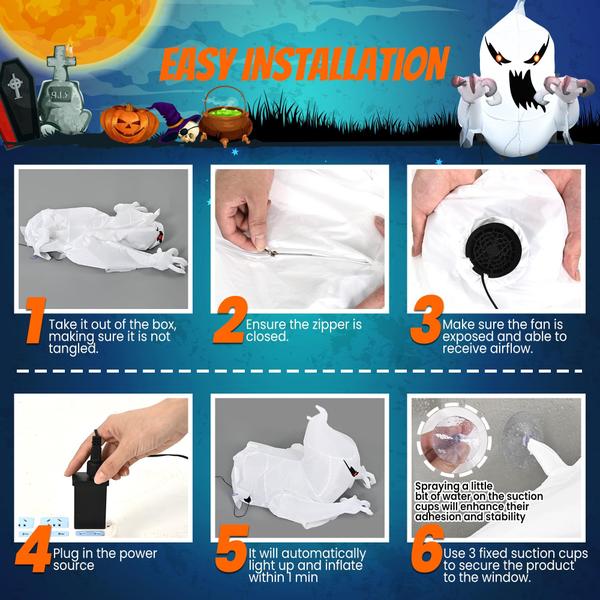 Imagem de Ghost inflável de Halloween GIGALUMI 1m com LED para interior/exterior