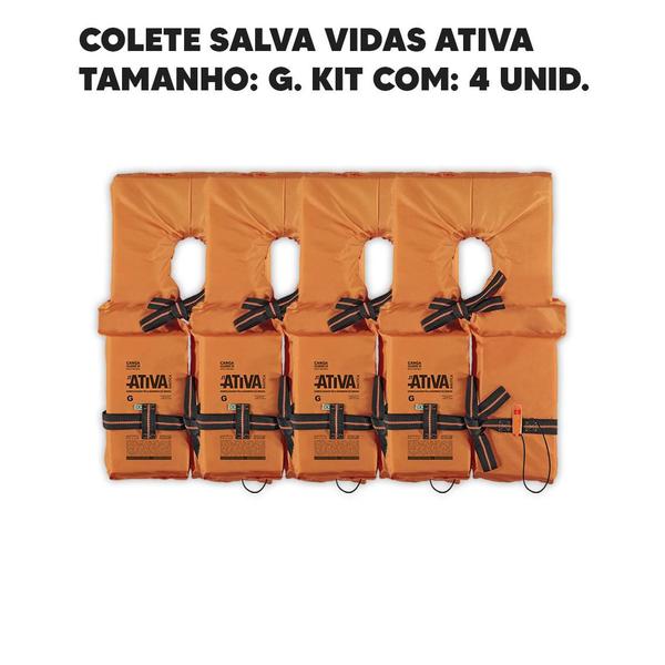 GIII Colete Salva Vidas Ativa 3 Canga Homologado Tam G Kit C/4 Imagem de GIII Colete Salva Vidas Ativa 3 Canga Homologado Tam G Kit C/4
