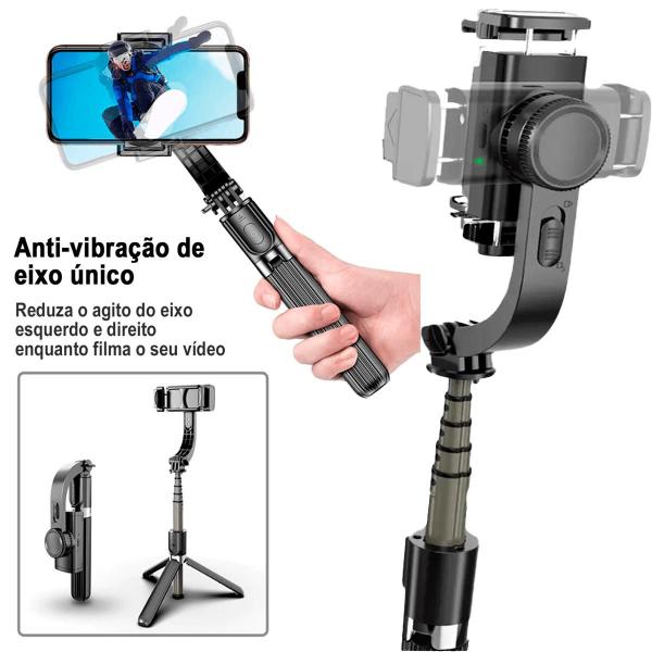 Imagem de Gimbal Estabilizador Celular Tripé Pau De Selfie