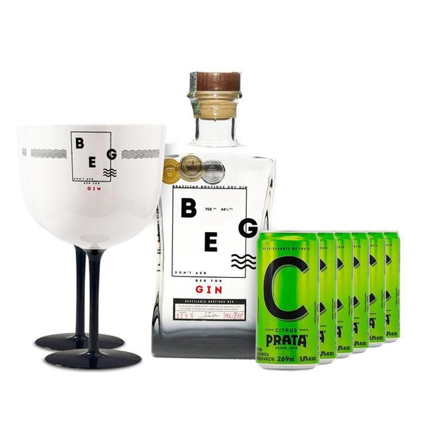 Imagem de Gin Beg London Dry 750Ml + 6 Citrus Prata 269Ml + 2 Taças