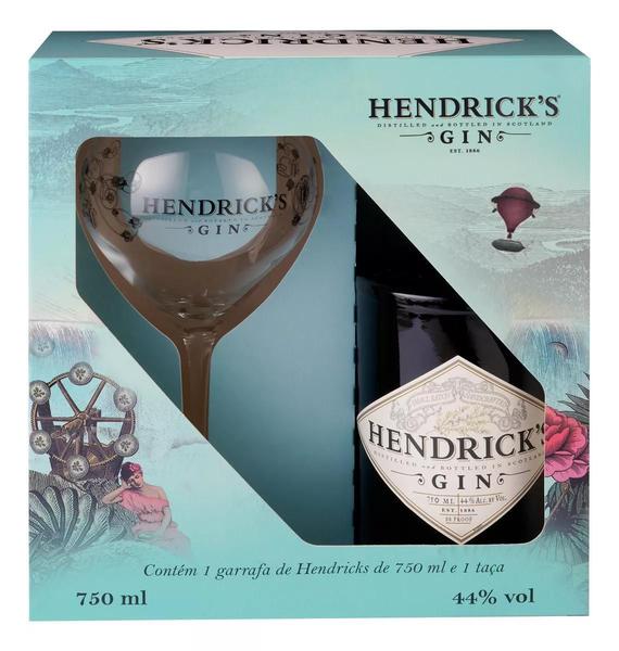 Imagem de Gin Hendrick'S 750Ml Kit Presente Com Taça Vidro 600Ml