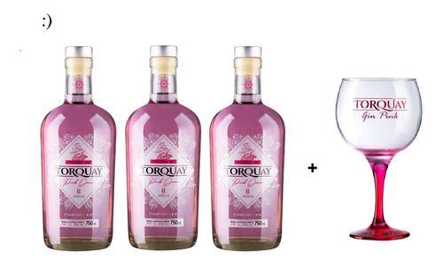 Imagem de Gin Torquay Pink Oferta 3 Garrafas 750ml +taça Personalizada