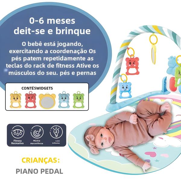 Imagem de Ginásio de Bebê Recém-Nascido com Piano - Tapete de Atividades para Rastejar e Brincar