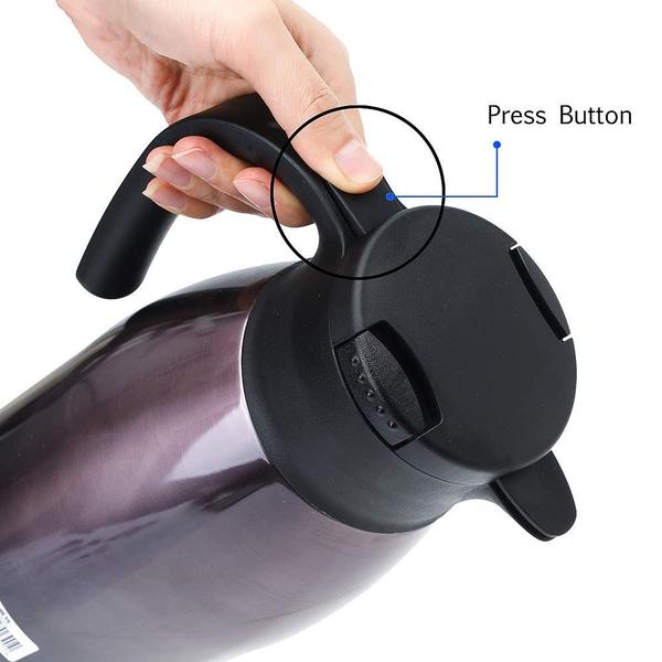 Imagem de GiNT 51Oz Aço Inoxidável Café Térmico Carafe com tampa / Dual Walled Vacuum Thermos / 12 horas de retenção de calor (roxo, 1.5L)