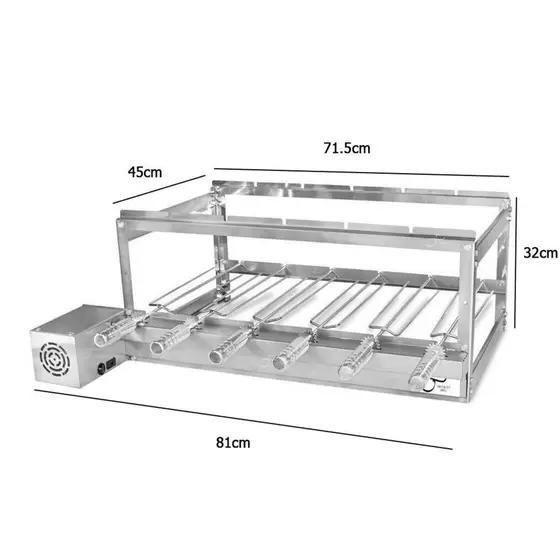 Imagem de Gira Grill Inox 6 Espetos para Churrasqueiras de Alvenaria e Pré-moldadas