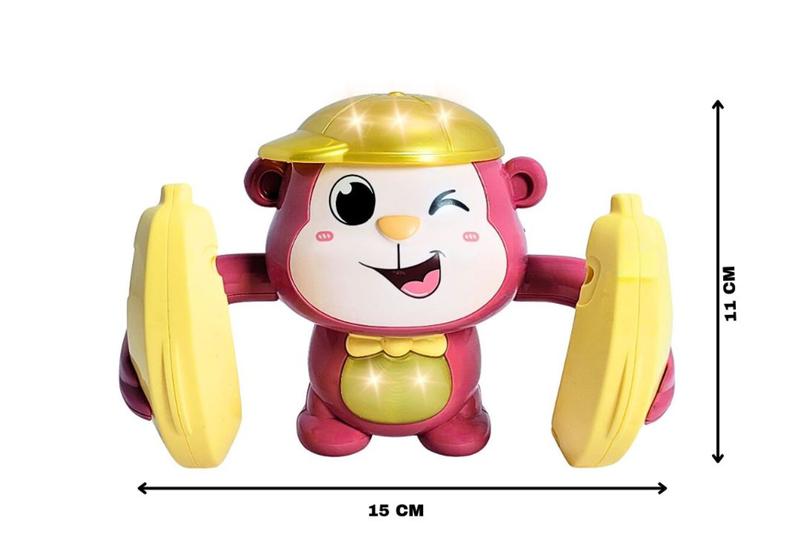 Imagem de Gira Macaco DM Toys Brinquedo Bate e Volta com Musica Luzes e Sensor de Palmas Cor Rosa