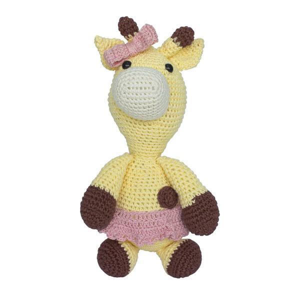 Imagem de Girafa Beka De Laço Rosa Amigurumi Crochê Quarto Bebê