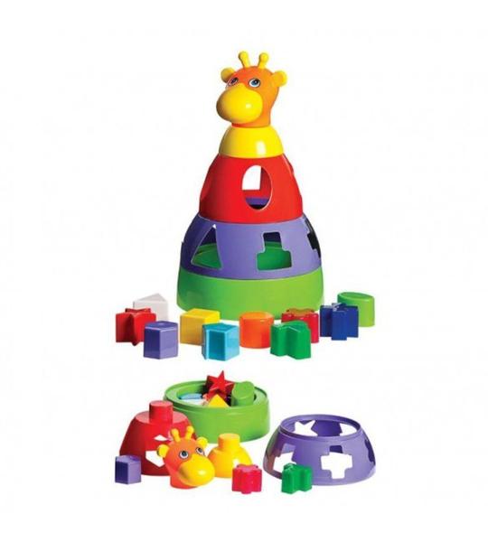 Imagem de Girafa Brinquedo Didático Para Bebês com Formas Geométricas Mercotoys