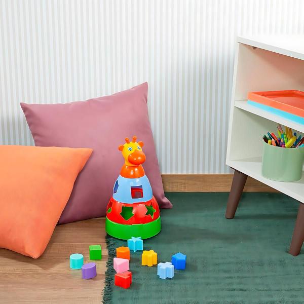 Imagem de Girafa Colorida Didática Brinquedo Encaixe Infantil 1 Ano Divertida 