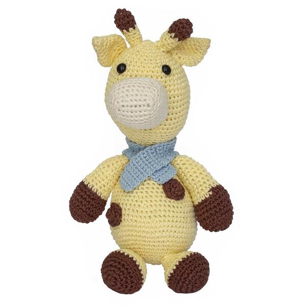 Imagem de Girafa Joca de Cachecol Azul Amigurumi Crochê Quarto Bebê Infantil Menino