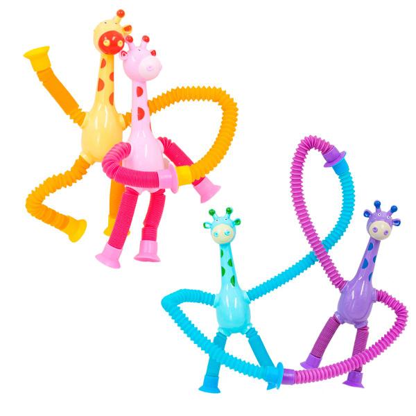 Imagem de Girafa Pop It Tubo Led Estica Puxa Gruda Brinquedo Infantil