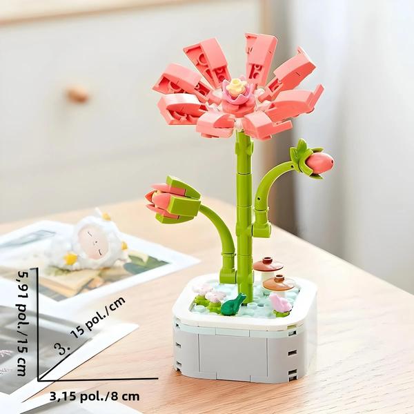 Imagem de Girassol Tulipa Vaso De Plantas Blocos De Construção Flor Perfumada Quebra-cabeça Brinquedos