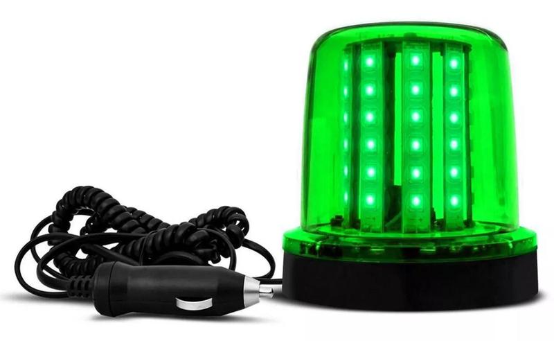 Imagem de Giroflex 54 Led Giroled Sinalizador 12/24v Imã Verde Luz Emergencia - Autopoli