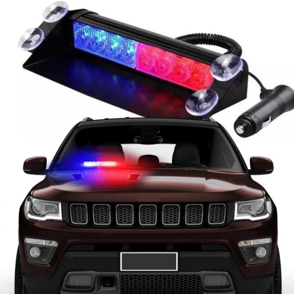 Imagem de Giroflex Led Strobo Parabrisa Azul Vermelho Viatura Policia