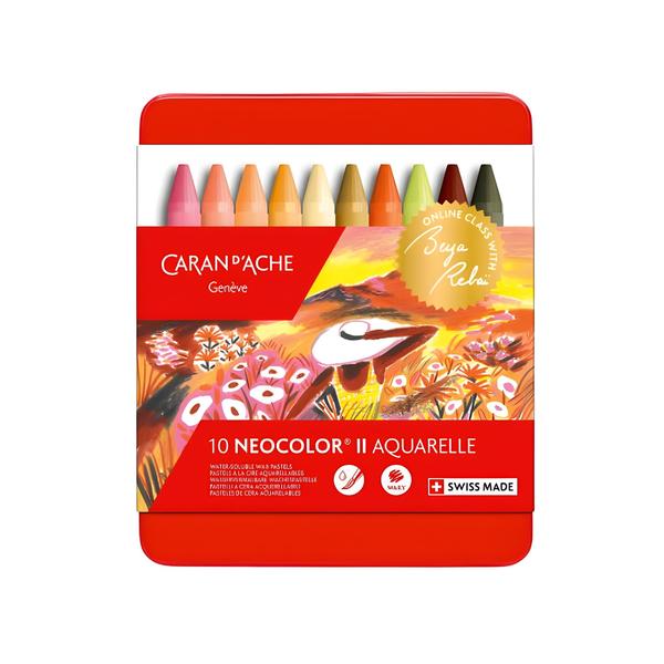 Imagem de Giz Aquarelavel Neocolor Ii Caran D'ache 10 Cores Warm Edição Limitada Beya Rebai