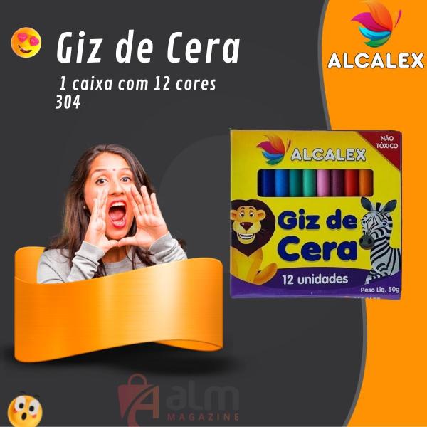 Imagem de Giz De Cera Alcalex 12 Cores 50g Escolar pintar desenhar