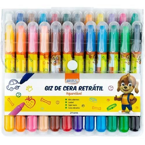 Imagem de Giz de Cera Aquarelável Retrátil 24 cores Marca BRW