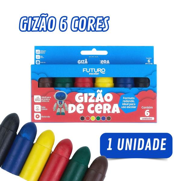 Imagem de Giz de Cera Escolar Diversos Modelos 6 / 12 / 15 Cores Kit ou Unidade Futuro