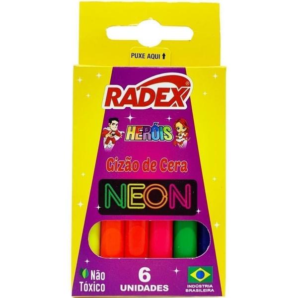 Imagem de Giz De Cera Gizao 06 Cores Neon Radex Pct.C/12