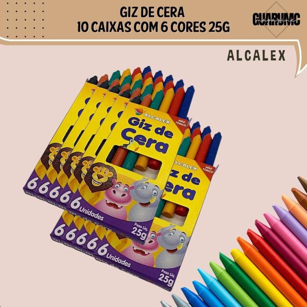 Imagem de Giz De Cera KIT 10 Cxs Pequenas Escolar Lembrancinha  Atacado