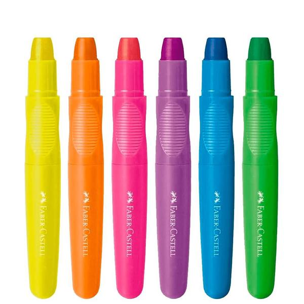 Imagem de Giz de Cera Neon Jumbo Supermacio Little Creatives 6 Cores - Faber-Castell