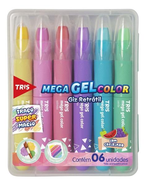 Imagem de Giz De Cera Retratil 6 Cores Mega Gel Pastel Tris