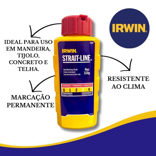 Imagem de Giz De Linha Para Marcação Vermelho 30 Metros Irwin Pedreiro Gesseiro Drywall Com Carretel - Drywall, Gesso, Obra em geral