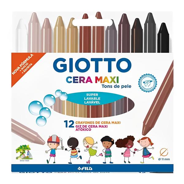 Imagem de Giz Giotto Cera Maxi 12 Cores Tons Pele