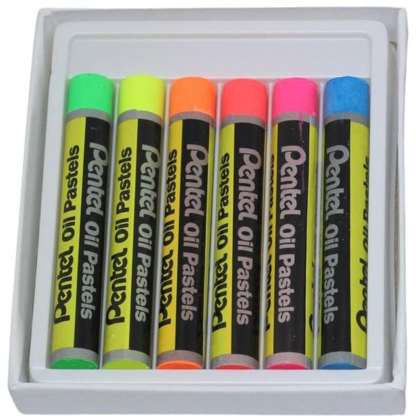 Imagem de Giz Pastel Oleoso 6 Cores Fluorescentes